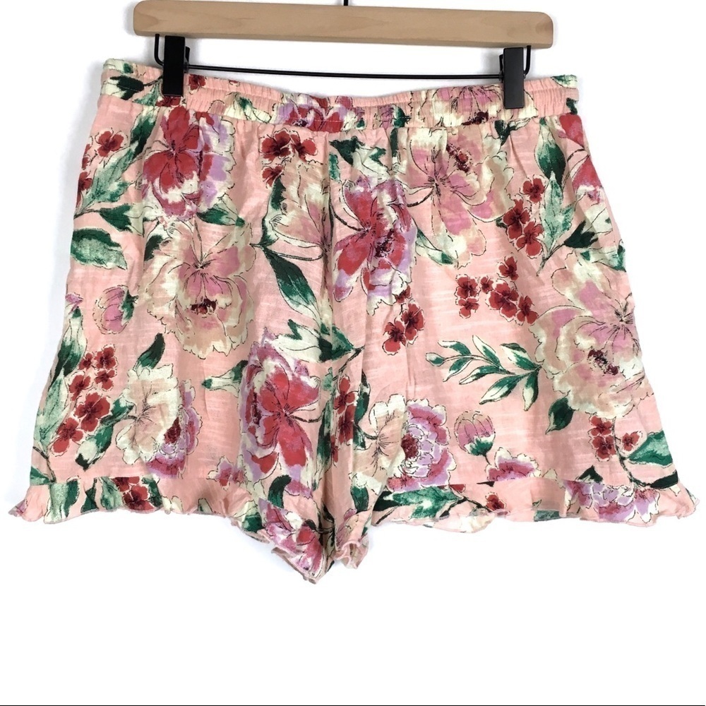 BAND OF GYPSIES Shorts Floral Tassel Ruffle High Waist Garden Party Size Large - Picture 5 of 11